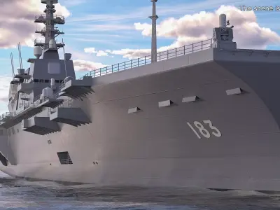Izumo Class Helicopter Carrier with CH-47 Chinook 3D model
