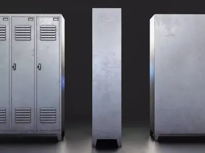 Industrial Metal Locker Low-poly 3D model
