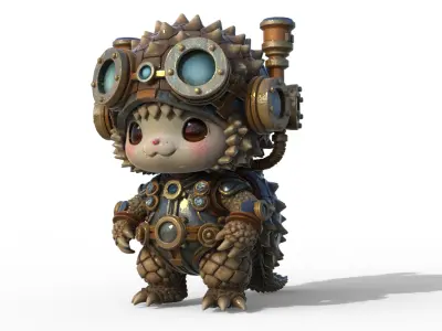 Steampunk Hedgehog Explorer 3D model