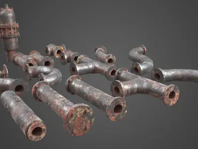 Factory Element - Pipes Low-poly 3D model