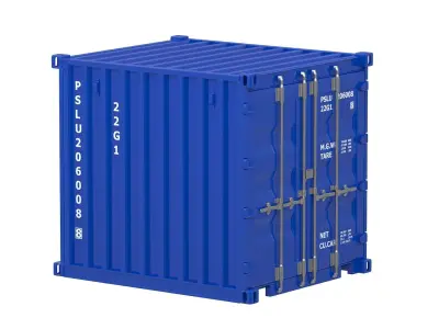 8ft Shipping Container blue 3D model