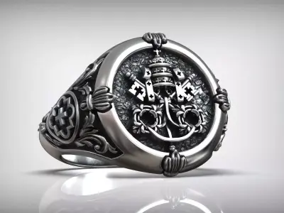 The Keys of Heaven Saint Peter Symbol Christian Ring 3D print model purchase