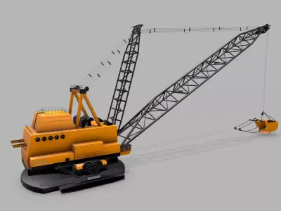 Industrial Vehicle Dragline Low-poly 3D model