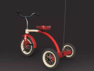 Red Tricycle Low-poly 3D model