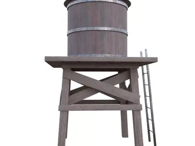 Rustic Water Tower Low-poly 3D model