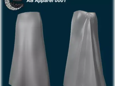 VM A0001 -  Stylish low-rise long skirt with a ribbon belt Low-poly 3D model