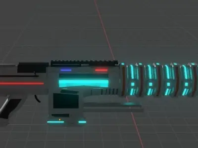 Railgun futuristic weapon 3D model