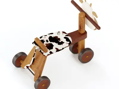 Toddler balancing trike with cow theme 3D model