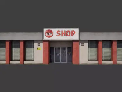 Building shop City Village Work Street Low-poly 3D model Low-poly 3D model