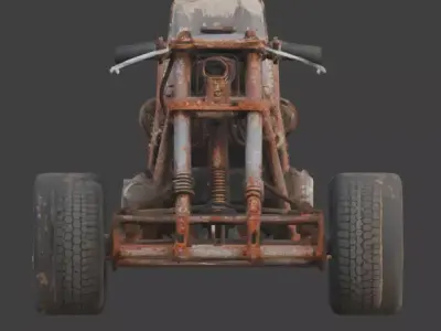 Rusty Vintage Go Kart 3D Model Low-poly 3D model