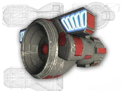 Starship engine 02 Sci-fi low poly Low-poly 3D model