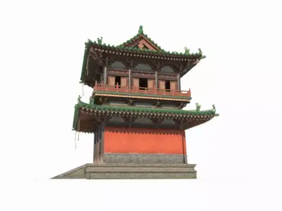 Ancient Asian Architecture Taoist Temple Attic 3D model