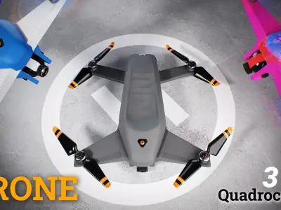 Drone quadrocopter Low-poly 3D model