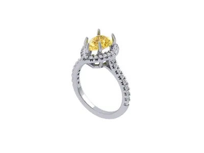 Pear Solitaire Ring 3D print model 11