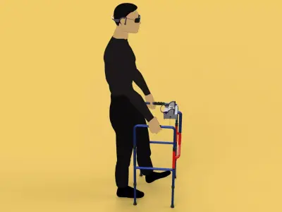 SMART BLIND STICK MOBILITY WHITE CANE WALKER DISABILITY PERSON 3D model