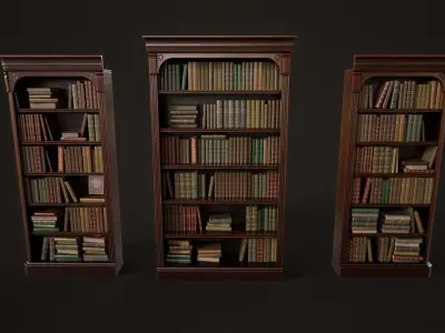 Vintage bookcase Low-poly 3D model