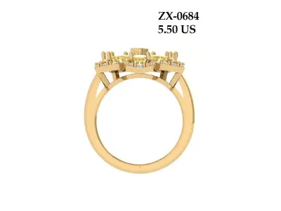 Solitaire Engagement Art Deco Ring 3D print model 57