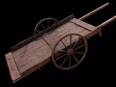 Medieval Wooden Cart Low-poly 3D model order