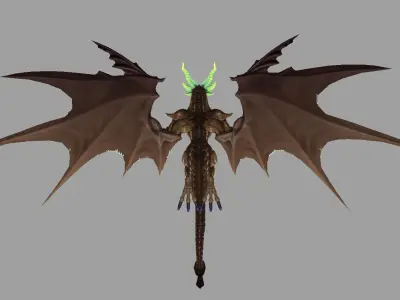 Dragon with eyes Low-poly 3D model
