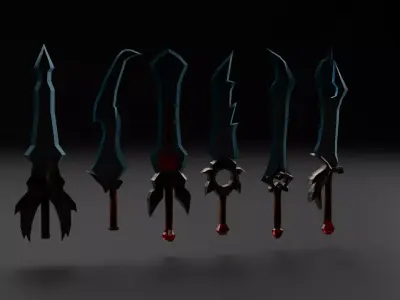 6 Fantasy Stylized Swords Pack Low Poly Game Ready  Low-poly 3D model