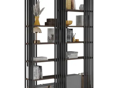 Open Metal Etagere Bookcase Industrial 3D model