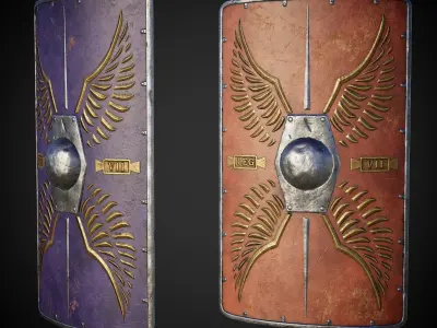 Roman shield Scutum 2 Low-poly 3D model