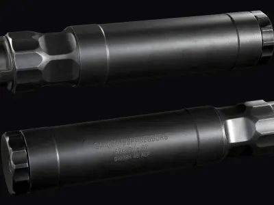 Silencer BANISH 45 ACP 9x19 mm Low-poly 3D model