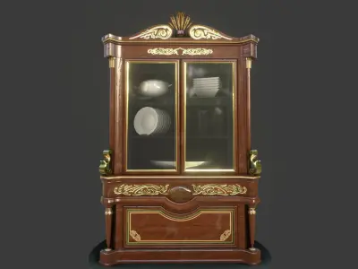 Vintage Wooden Cabinet Low-poly 3D model