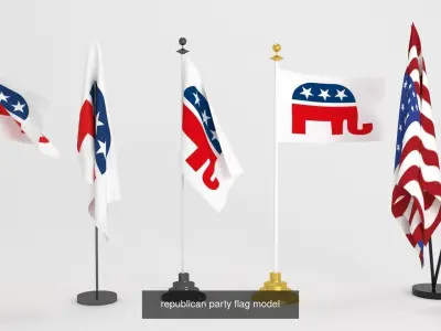 AMERICAN POLITICAL PARTY FLAGS 3D Model Pack