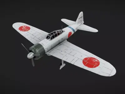 A6M Zero Low-poly 3D model