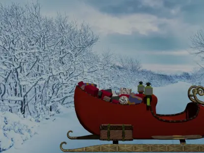 Santa Sleigh 3D model buy