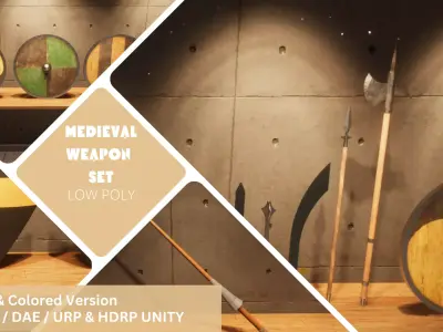 Medieval Weapons Set - Lowpoly Textured and Colorbased  3D Model Pack