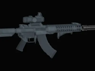 Knights Armament 7 62mm PRS QDC suppressor Low-poly 3D model