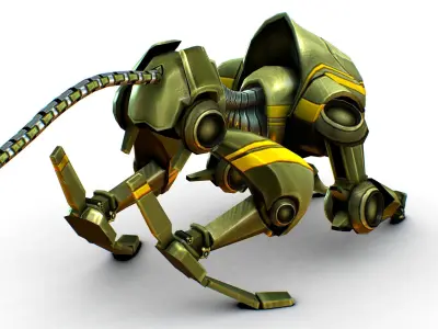 Military Robot Drone Cat Animal Low-poly 3D model