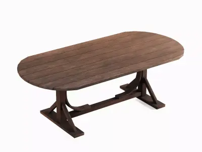 Medieval Wooden Tavern Table 04 Low-poly 3D model