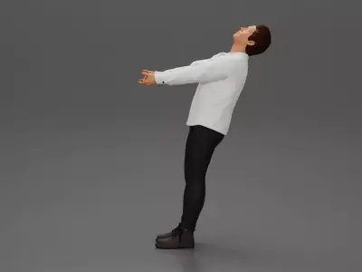 Man leaning back holding hands enjoying a playful dance moment 3D print model
