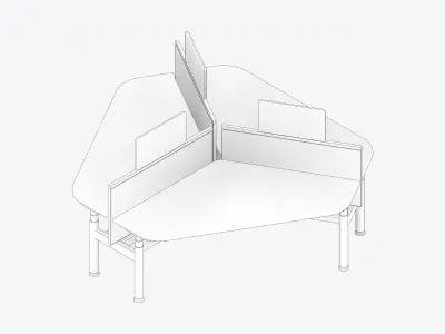Desk - Cluster - Officetec - Modela - 120 Deg - Triangle Low-poly 3D model