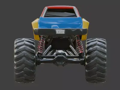 Stylized Racing Monster Truck 3D Model Low-poly 3D model