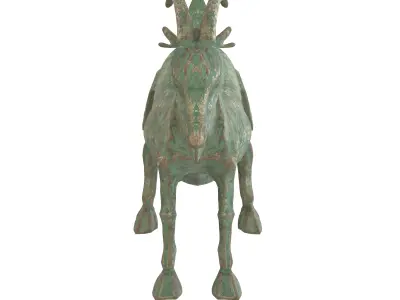 Ancient Goat rusted statues Low-poly 3D model
