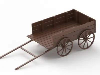 Dark Wooden Old Cart 3D model