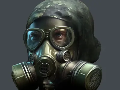 helmet Gas mask 3d model military combat Low-poly  Low-poly 3D model