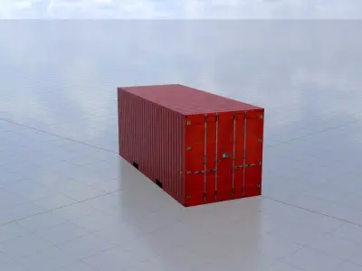 Overseas container traffic red 20ft Low-poly 3D model