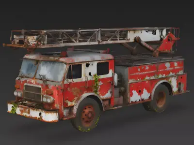 Inferno End Abandoned Fire Truck 3D Model Low-poly 3D model