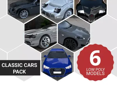 6 Luxury Cars Pack 3d lowpoly Collection