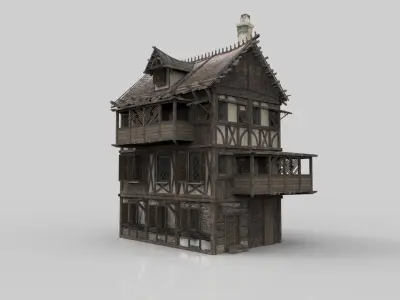 Medieval house fantasy 07 Low-poly 3D model