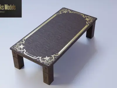 Antique Dining Table Low-poly 3D model
