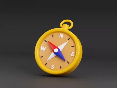 Cartoon Compass Low-poly 3D model