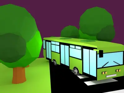 Cartoon Bus  Low-poly 3D model purchase