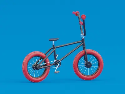 Stylized Cartoon rigged BMX bicycle 3D model