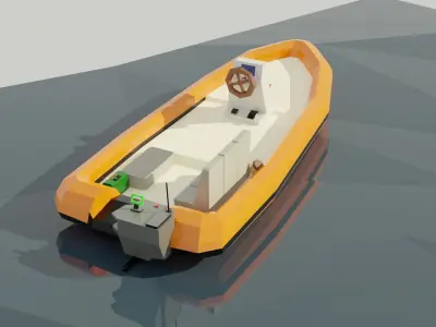 Low Poly Boat with seat Low-poly 3D model